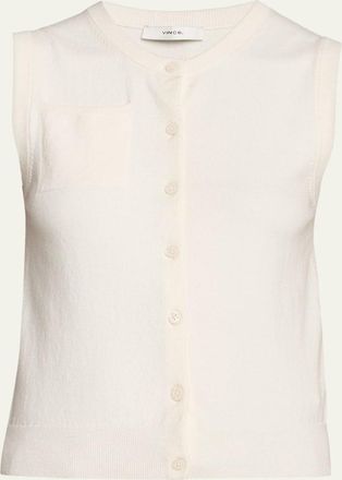Vince Sleeveless Patch Pocket Cardigan