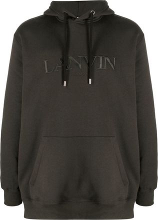 Lanvin logo-embroidered cotton hoodie - men - Cotton/Polyester - L - Green