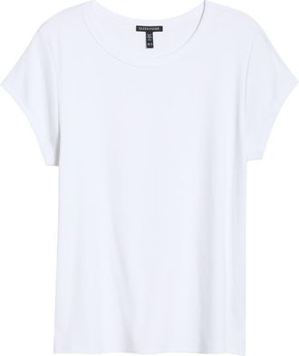Eileen Fisher Rib Crewneck Organic Cotton T-Shirt in White at Nordstrom, Size 2 X