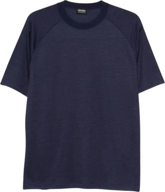 Ermenegildo Zegna T-shirt met ronde hals en korte mouwen - Heren - T-shirts - Blauw - 4XL - Tops