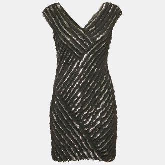 Roberto Cavalli Black Silk Sequin Mini Dress