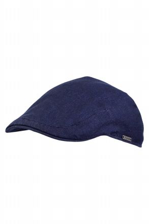 Wigens Mens Pub Cap In Navy Hopsack Linen