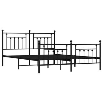 Berkfield Home Metal Bed Frame with Headboard & Footboard Black 183x213 cm