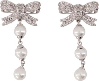 Self Portrait Womens Bow Droplet Earrings Self Portrait Pearls Silver Jewelry-Watches