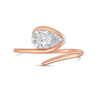 Diana M. Jewels 14KT ROSE GOLD 4.00 CTS LAB GROWN PEAR SHAPE DIAMOND FASHION RING