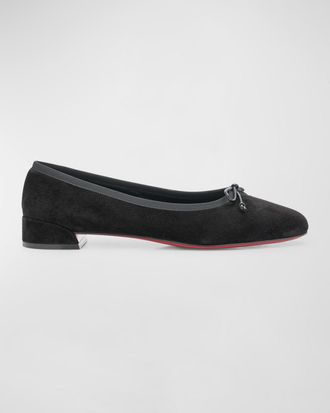 Christian Louboutin Sweetie Jane Suede Bow Ballerina Flats