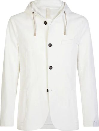 Eleventy hooded buttoned blazer - White
