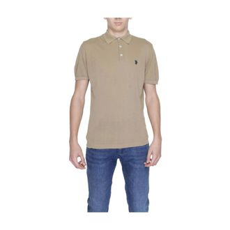 U.S.Polo Association U.S. Polo Assn., Polo Shirts, male, Beige, Size: M Beige Cotton Short Sleeve Sweater