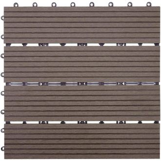 Hhg [NON UTILIZZATO] Piastrelle pavimentazione da esterno Rhone T831 WPC 30x30cm 11 pezzi 1mq marrone lineare