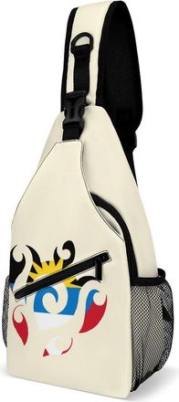 Generic Tribal Sea Turtle Barbuda Flag Mens Shoulder Bags Sling Crossbody Backpack Travel Hiking Chest Bag with Small Side 38x20cm