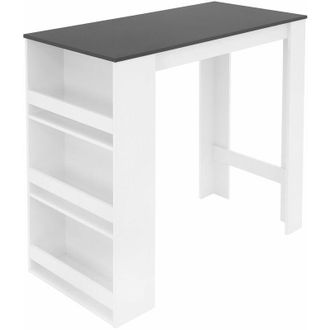 ML Design Mesa De Bar Con Estantes De 3 Niveles, Blanco/antracita, 117x106x57 Cm, Madera Mdf, Mucho Espacio De Almacenamiento Para Servir Bebidas Y Aperitivos, 
