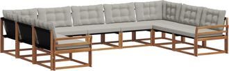 vidaXL Conjunto De Sof&aacute;s De Exterior 9 Uds. Gris Natural Y Claro Vidaxl