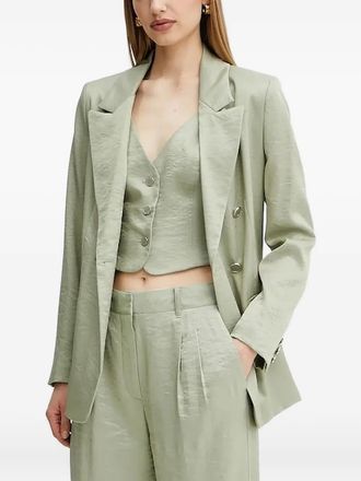 Guess Co double-breasted satin blazer - women - Fabric - L - Green
