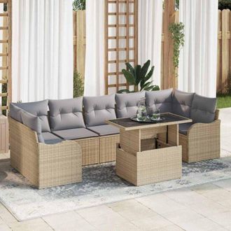 vidaXL Conjunto De Sof&aacute; De Jard&iacute;n Manual 8 Pcs Beige 100 X 55 X 73 Cm Vidaxl