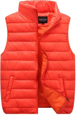 Generic Puffer Down Gilet Mens: Mens Padded Waistcoat Stand Collar Vest Winter Warm Jacket Lightweight Quilted Gilet Casual Full Zip Sleeveless Warm Padded Wa