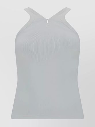 Courr&egrave;ges cotton ribbed logo-embroidered v-neck tank top