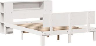 vidaXL Cama con estantería sin colchón madera maciza blanca 150x200 cm vidaXL