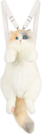 Generic Cat Shaped Animals Bag - Handcrafted Cat-Shaped Stuffed Bag, Soft Handcrafted Calico Design | Purse Realistic Plush Backpack School Bookbag for Women/