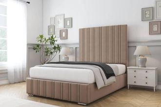Comfort Beds Paris Plush Bed Frame With Mattress-50 Upholstered in Taupe | Size: Single
