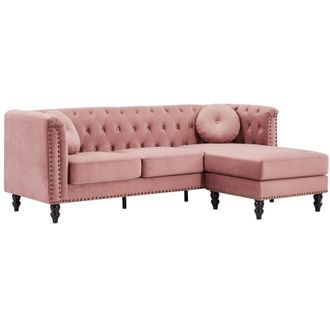 Vente-Unique Vente-unique - Divano angolare reversibile in Velluto Rosa antico - turner