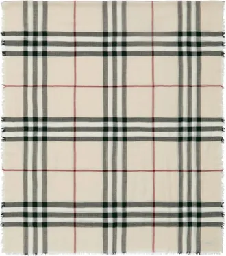 Burberry Beige Giant Check Wool Scarf