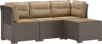 vidaXL Sof&aacute; De Jard&iacute;n Para 4 Personas Con Cojines Y Dise&ntilde;o De Rattan Vidaxl