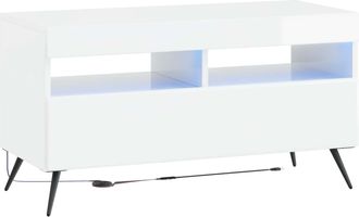 vidaXL Mueble De Tv Led Breda Blanco Brillante Madera De Ingenier&iacute;a Vidaxl