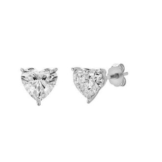 LuvMyJewelry Elaria 14K Lab Grown Heart Solitaire Diamond Earrings - 0.85 Cts in 14K White Gold at Nordstrom