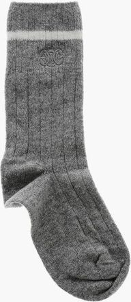 Celine Ribbed Cashmere Blend Socks with Embroidered Logo size M