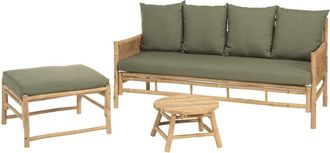 Macabane Conjunto n.&ordm; 1: sof&aacute; de 3 plazas, 1 puf y 1 mesa baja de bamb&uacute;