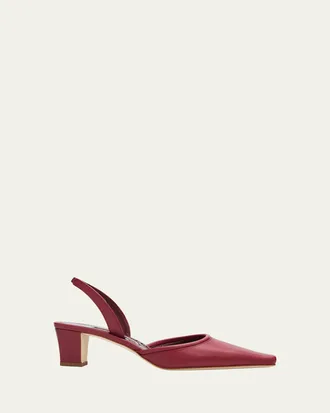 Manolo Blahnik 50mm Vendona Leather Slingback Pumps