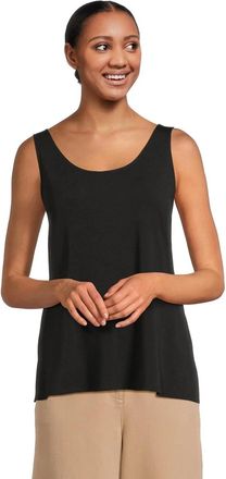 Eileen Fisher Womens Eileen Fisher Tank Top Black Stretch Ribbed Knit Scoop Neck RED1247