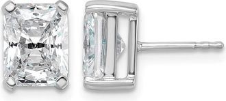 Diamond2Deal 14k Gold 4 ct Emerald Cut Lab Grown Diamond Stud Earrings VS Clarity, G-H Color