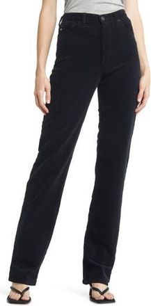 AG - Adriano Goldschmied Alexxis High Waist Extended Straight Leg Corduroy Pants in Super Black at Nordstrom Rack, Size 23