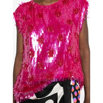 Dries Van Noten Sequined Silk Blouse - Pink