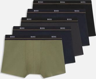 HUGO BOSS Mens BOSS 5-Pack Essential Boxer Trunks, Multicolour - Tan - Size: 32/33/32