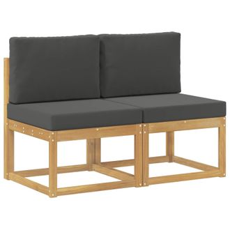 vidaXL 2 Pieza Sof&aacute; Intermedio De Exterior Madera De Acacia S&oacute;lida Vidaxl