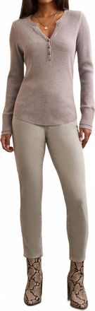 Tribal Brushed Waffle Knit Henley Long Sleeve Top In Grey Mix