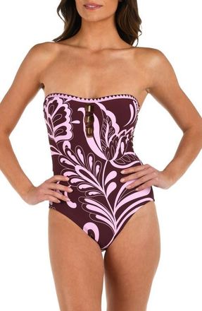 La Blanca Fiji Bandeau One-Piece Swimsuit in Dark Cherry at Nordstrom, Size 4