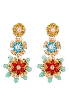 Eye Candy Los Angeles Rebecca Flower Faux Pearl Drop Earrings in Gold at Nordstrom Rack