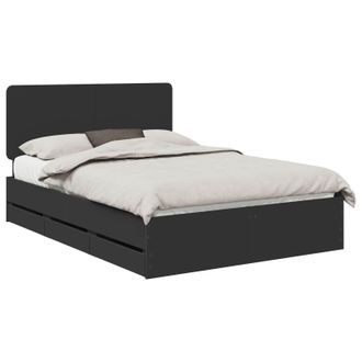 vidaXL Estructura De Cama Negro 140 X 190 Cm Madera Ingenieril Vidaxl