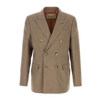 Valentino Garavani Cappuccino Wool Blazer - Heren - Blazers - Bruin - M - Wol - Jassen