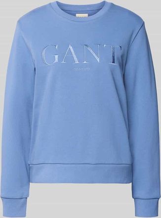 GANT Sweatshirt mit Label-Stitching und Rundhalsausschnitt in Hellblau, Größe XXL
