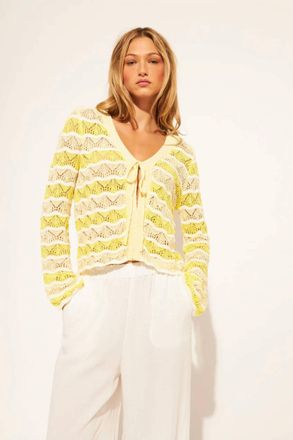 John & Jenn Gianni Knit Cardigan In Citronella