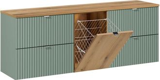 Petits Meubles Mueble bajo lavabo 160cm y cesto paneles laminados verde