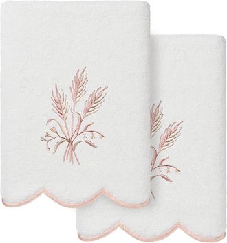 Linum Home Textiles 100% Turkish Cotton Whitney Scallop 2Pc Embellished Hand Towel Set