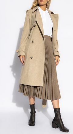 Burberry Cashmere Trench Coat, Womens, Beige