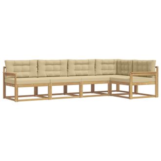 vidaXL Conjunto De Sof&aacute;s De Exterior Con Coj&iacute;n 4 Pcs Y Beige Poli&eacute;ster Vidaxl
