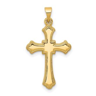 Diamond2Deal 14k Yellow Gold Budded Cross Pendant