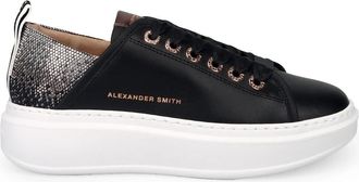 Alexander Smith Wembley Zwarte Leren Sneakers - Dames - Sneakers - Zwart - 38 EU - Schoenen